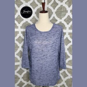 Simply Vera Vera Wang Purple & Black Ripple Texture 3/4 Sleeve Shirt Size L